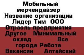 Мобильный мерчендайзер › Название организации ­ Лидер Тим, ООО › Отрасль предприятия ­ Другое › Минимальный оклад ­ 44 000 - Все города Работа » Вакансии   . Алтайский край,Алейск г.